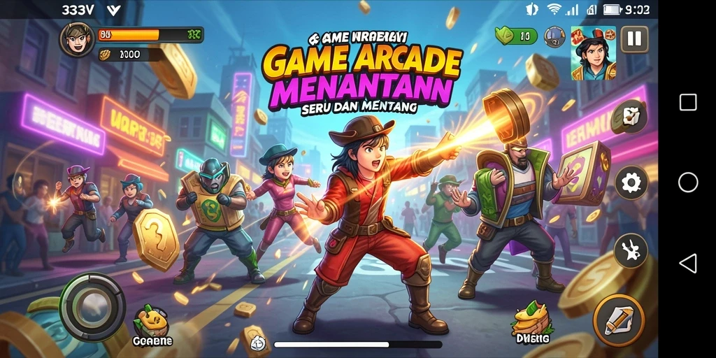 Tampilan gameplay menyenangkan dalam permainan Arcade 333V.