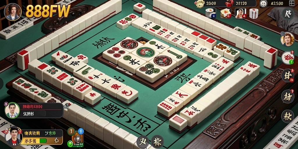 Tampilan menarik dari gameplay Mahjong di aplikasi 888FW.
