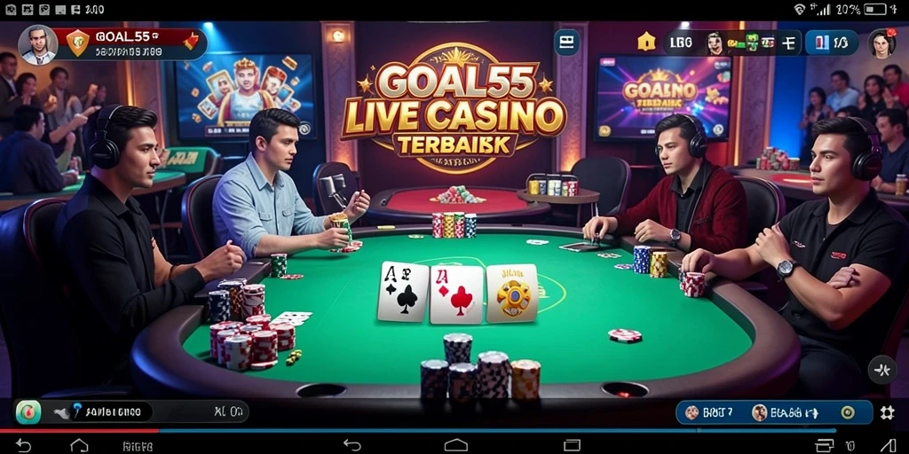 Tangkapan layar utama GOAL55 menampilkan sesi permainan Live Casino yang seru.