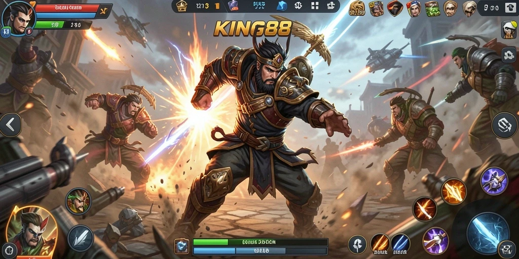 Screenshot gameplay KING88 yang memukau saat pertempuran.
