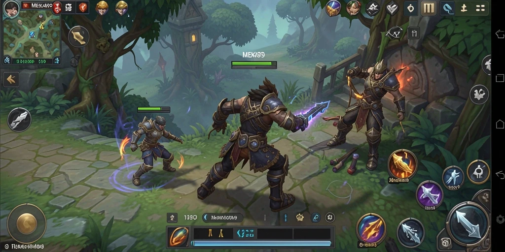 Screenshot gameplay <strong>MEKAR99</strong> yang menunjukkan pertarungan epik di dunia ARPG.
