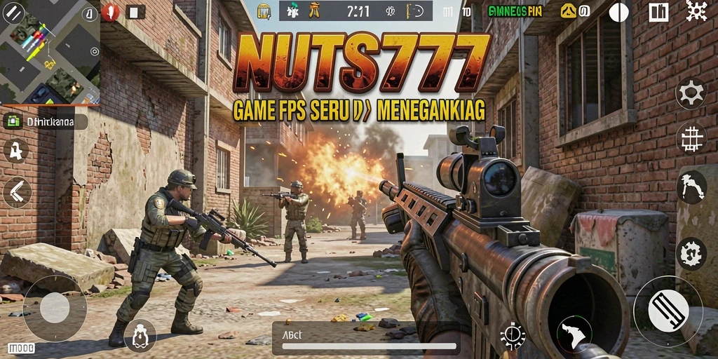 Screenshot gameplay NUTS777 menampilkan aksi FPS yang mendebarkan.