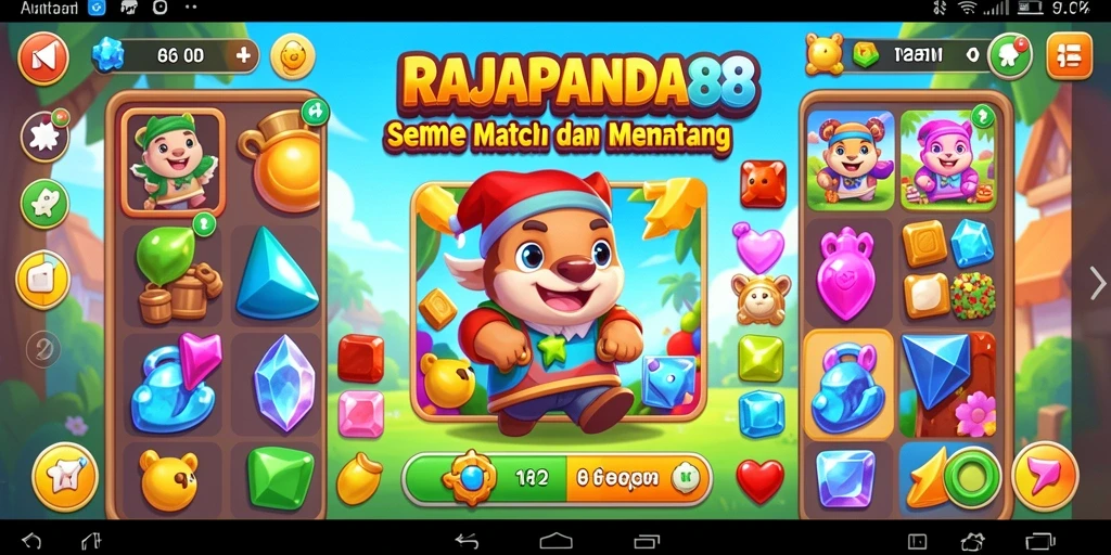 Tampilan gameplay seru di RAJAPANDA88 dengan kombinasi Match-3.