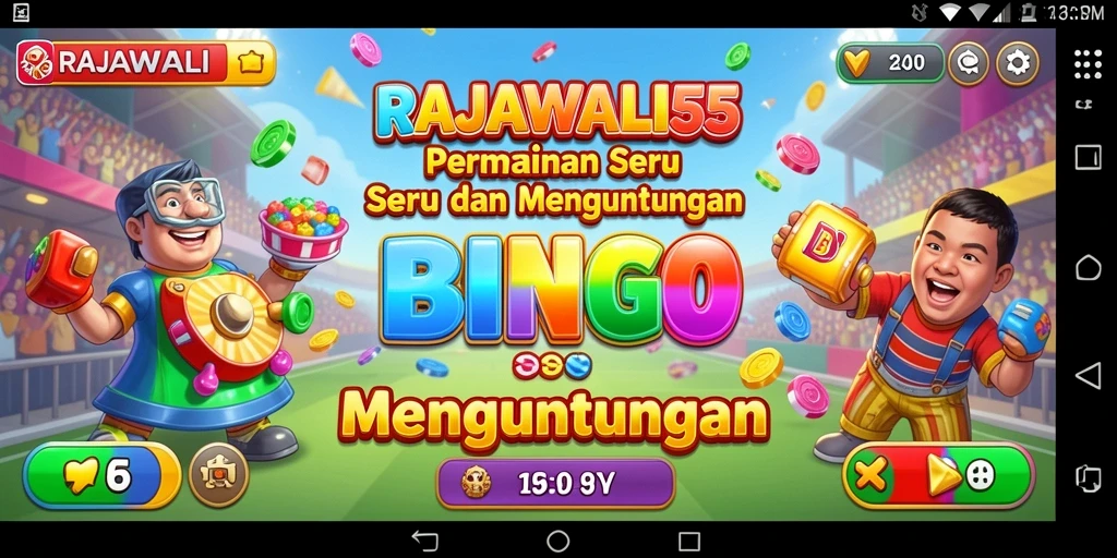 Screenshot utama RAJAWALI55 menampilkan gameplay Bingo yang seru.