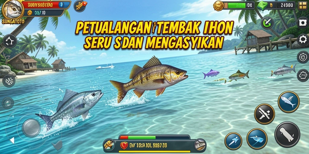 Tangkapan layar SUNGAITOTO menampilkan aksi seru menembak ikan.